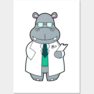 Hippo as Doctor with Smock Posters and Art